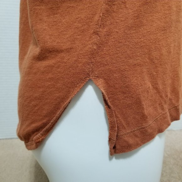 Madewell top XS Linen Raglan Tee slub knit side split minimalist basic E0241 - Picture 6 of 11